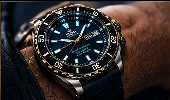 The Big Glowowski on the wrist, dial glowing blue