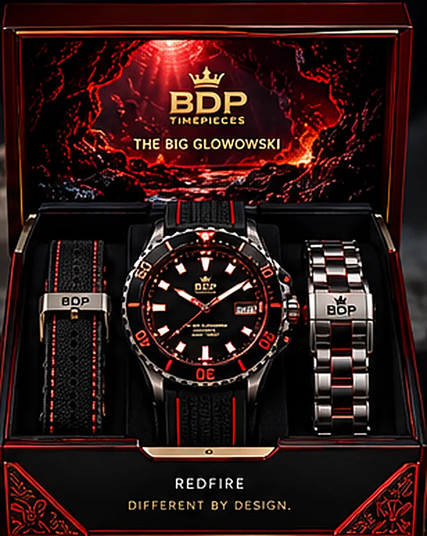 Redfire presentation box with watch, sailcloth strap and bracelet