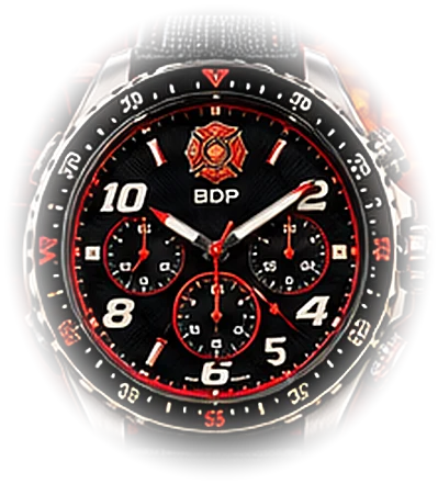 Fireline chronograph with red fire emblem