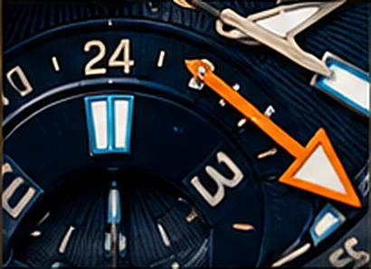 Orange GMT hand and 24-hour scale